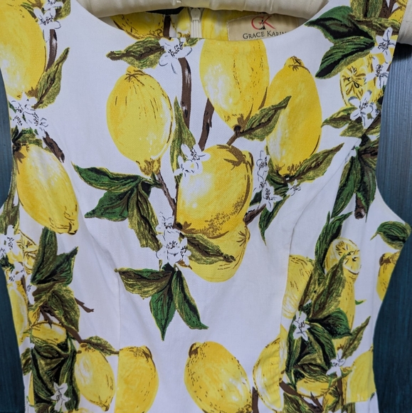 1950s Style Grace Karin Tea Length Lemon Dress - Picture 3 of 5
